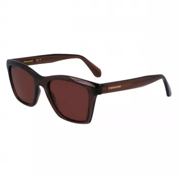 FERRAGAMO SF2001S-232 Unisex saulesbrilles Havana Brūns Square Acetate Frame Brūnas Lēcas 54/20/145 mm