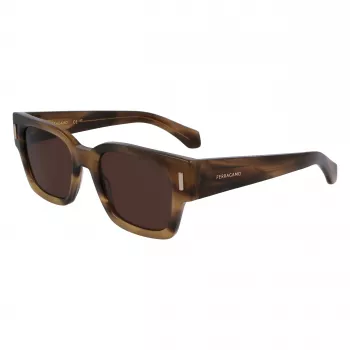 Ferragamo SF2010S-319 Saulesbrilles Vīriešiem Green Havana Square Acetāts 52mm