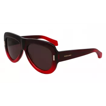 FERRAGAMO SF2029SE-615 Women's Sunglasses - Red Acetate Frame, Grey Gradient Lens, 57mm