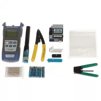 Fiber Connector Crimping Kit FOK-XKT14 - Fiber Optic Termination Tool Kit ar griezēju, jaudas mērītāju, VFL, noņēmējiem un piederumiem ABS koferī