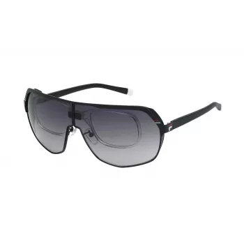 FILA SFI125990531 Vīriešu saulesbrilles - melns acetāta rāmis, pelēkas polikarbonāta lēcas, UV400 aizsardzība