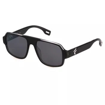 FILA SFI529-5401D1 Unisex Rectangular Sunglasses, Black Frame, Smoke Grey Lenses, 54/18/140 mm