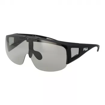 FILA Unisex Saulesbrilles SFI126-99U28F Shield Stils Melns Rāmis Dūmu Lēcas UV400