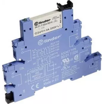 Finder 38 sērijas interfeisa releja modulis, 1 CO 6A, 12V DC spole, 6,2 mm, Push-in 38.51.7.012.5050