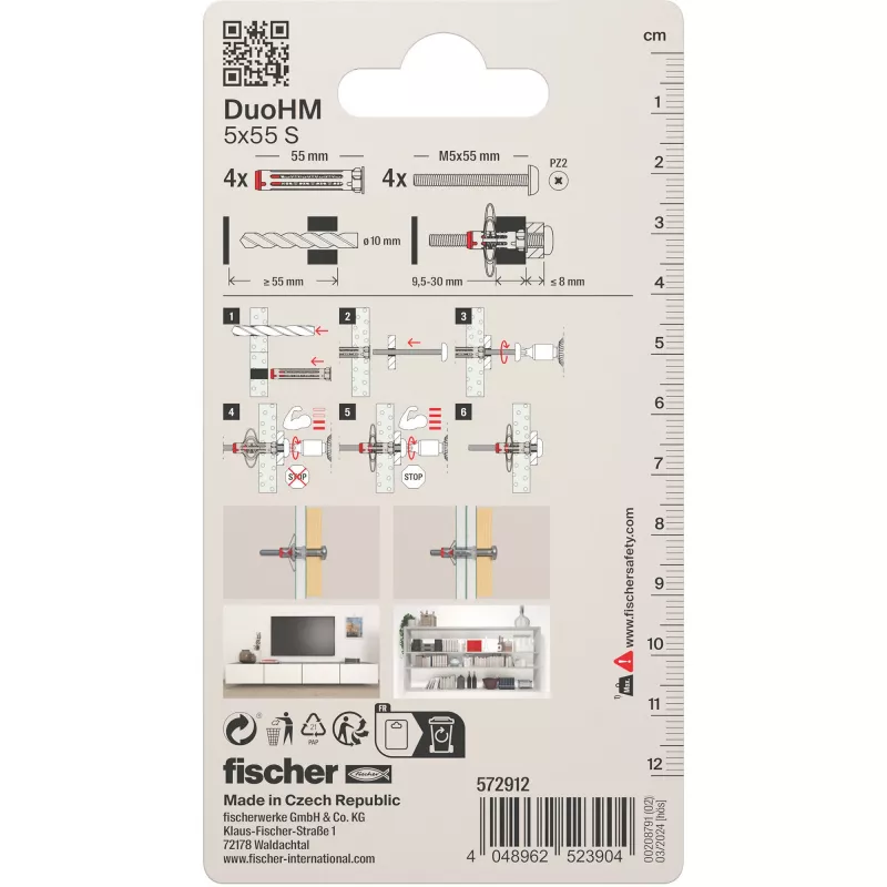 Fischer DuoHM 5x55 S PH PZ dobuma enkurs 55 mm, 4 gab. 572912