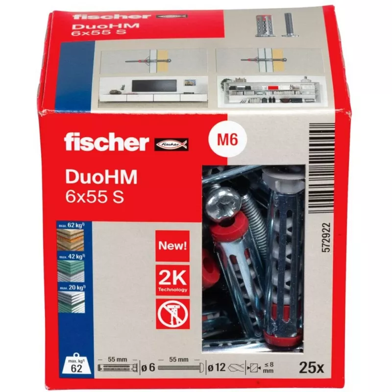 fischer DuoHM 6x55 S PH PZ dobuma sienas enkurs 55 mm, 25 gab. 572922