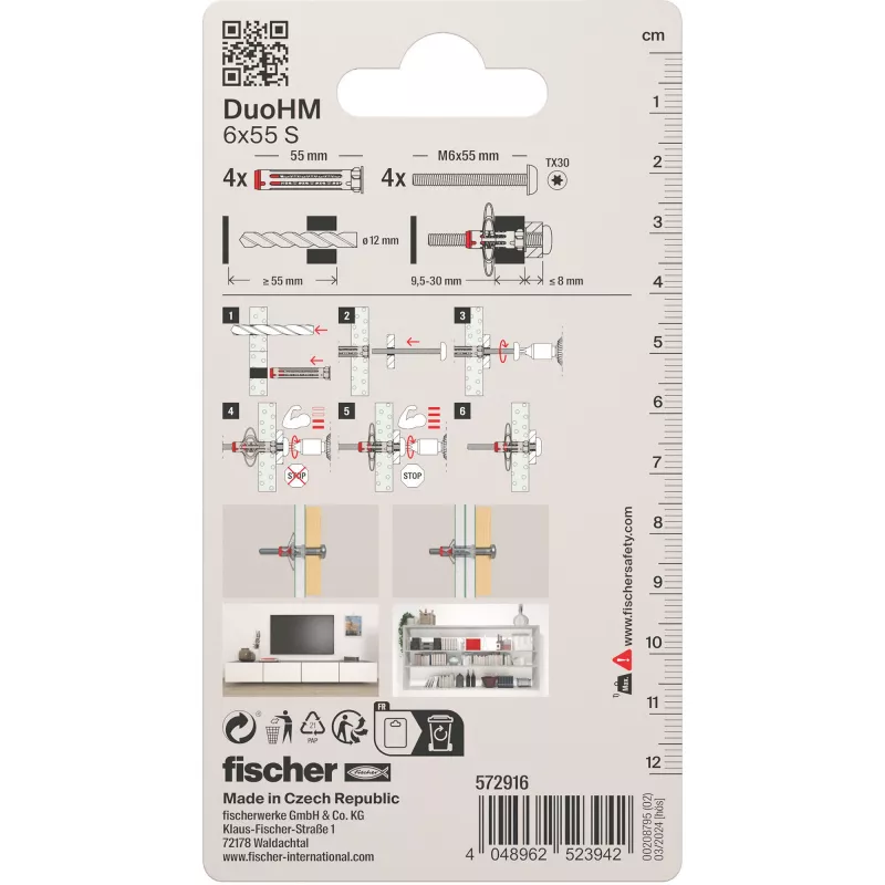 Fischer DuoHM 6x55 S PH TX dobuma enkurs 55 mm 4 gab. 572916