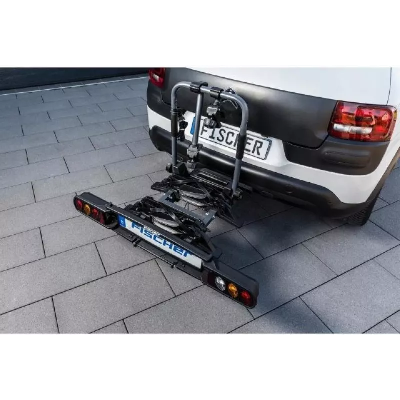 Fischer ProlineEvo 2 Velosipēdu bagāžnieks uz sakabi 2 velosipēdiem, 60 kg, salokāms, LED apgaismojums
