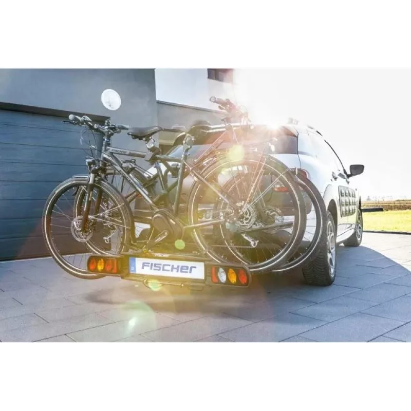 Fischer ProlineEvo 2 Velosipēdu bagāžnieks uz sakabi 2 velosipēdiem, 60 kg, salokāms, LED apgaismojums