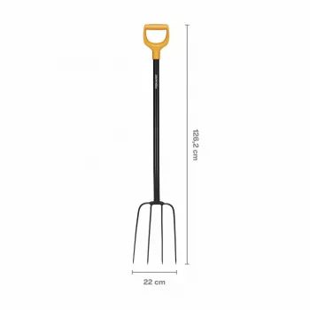 Fiskars Solid Compost Fork ar Boron Steel galvu un D-rokturi, 4 zari, 1220 mm
