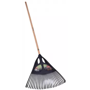 Fiskars Solid lapu grābeklis, 52 cm plata polipropilēna galva, 175 cm alumīnija kāts, 25 elastīgi zari, melns/oranžs