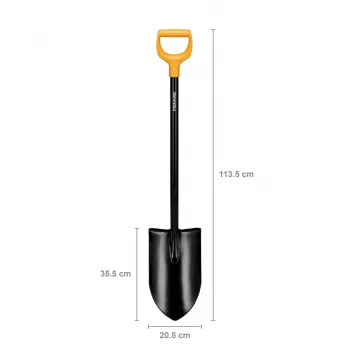 Fiskars Solid+ XL asā lāpsta ar tērauda D rokturi, bora tērauda asmeni, 1250 mm