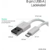 Flexline USB lādēšanas un sinhronizācijas kabelis, USB-A uz 8-Pin (Lightning), 2.0, ABS, Balts, 5,0m (FL31-12048)