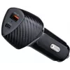 Forcell Carbon CC50-1A1C 38W Auto Lādētājs USB-C PD 3.0 + USB-A QC 3.0 Melns