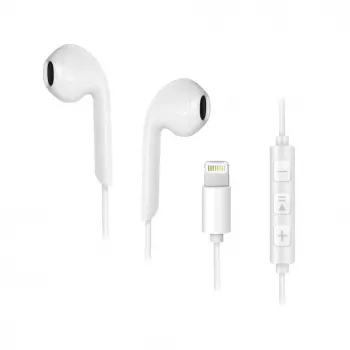 Forcell F-Audio HR-ME25 Lightning austiņas ar mikrofonu un vadības pogām, balta