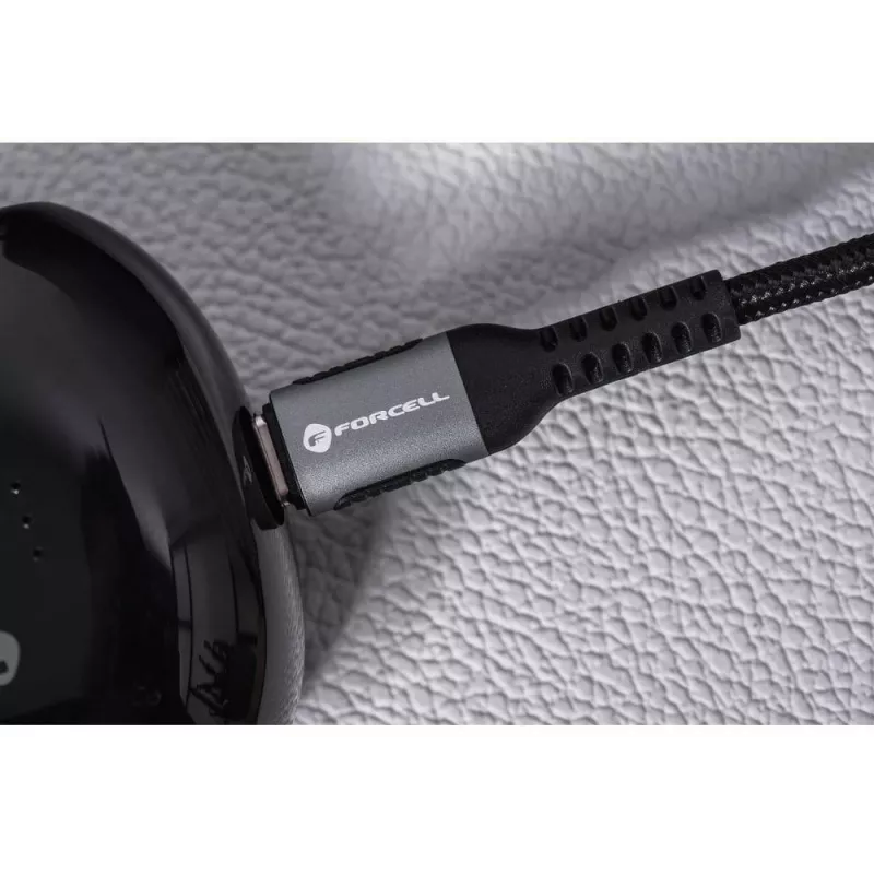 Forcell F-Energy Cafule USB-C to USB-C kabelis 0,5 m 240 W 5A PD QC 4.0 pīts melns