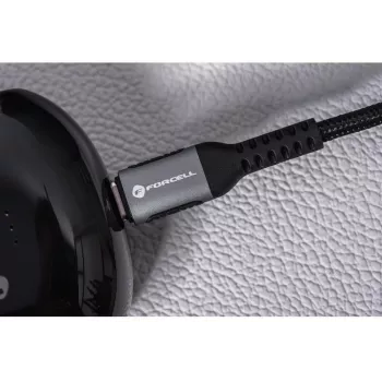 Forcell F-Energy Cafule USB-C to USB-C vads 2 m 240 W PD 5A QC 4.0 pīts melns