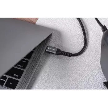 Forcell F-Energy Cafule USB-C uz USB-C kabelis 3m 240W PD 3.1 QC 4.0 pīts melns