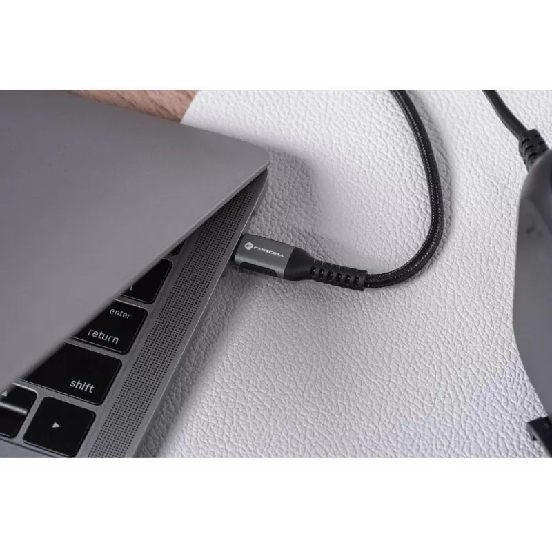Forcell F-Energy Cafule USB-C uz USB-C kabelis 3m 240W PD 3.1 QC 4.0 pīts melns
