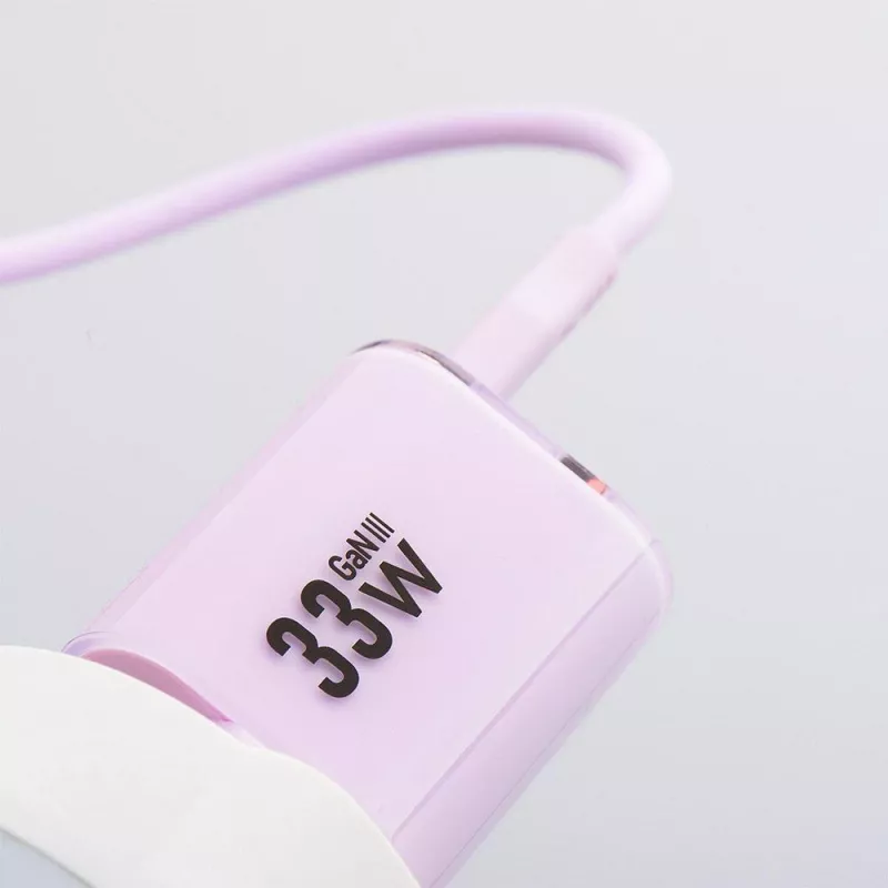 Forcell F-Energy GaN III VT-41 33W 1x USB-C 1x USB-A PD 3.0 QC 4.0 sienas lādētājs, purpura