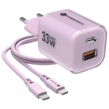 Forcell F-Energy GaN III VT-41 33W 1x USB-C 1x USB-A PD 3.0 QC 4.0 sienas lādētājs, purpura