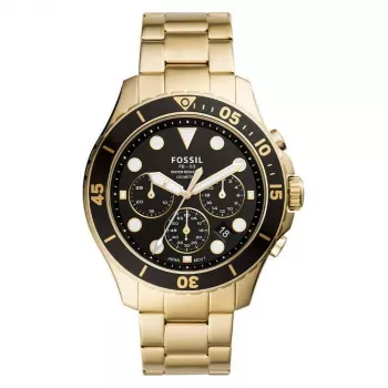 Fossil FS5727 Vīriešu hronogrāfa kvarca pulkstenis 46mm melns ciparnīca melna āda
