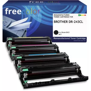 Freecolor Remanufactured Brother DR-243CL bungu komplekts Melns Ciāns Purpurs Dzeltens 18000 lapas