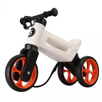 FUNNY WHEELS Rider Super 2-in-1 pārveidojams balansa velosipēds un trīsritenis, balts/oranžs