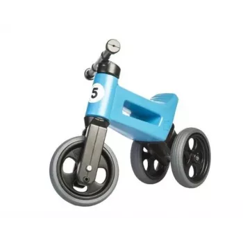 FUNNY WHEELS Rider Super Sportinis Līdzsvara velosipēds, Metallic Blue, 2-in-1 Pārveidojams no 3 riteņiem uz 2 riteņiem, Regulējams sēdeklis un stūre, 18 mēn. līdz 3 gadiem, maks. 25 kg