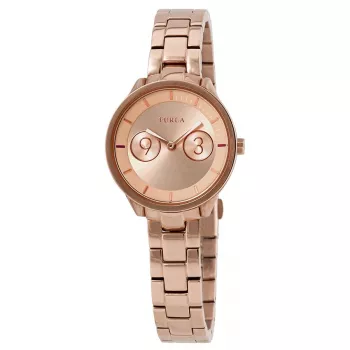 FURLA Giada Sieviešu Kvarca Pulkstenis R4253102518 31mm Rožu Zelts PVD Nerūsējošā Tērauda Korpuss Rozā Ādas Siksniņa Sudraba Ciparnīca