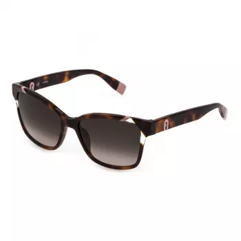 FURLA SFU470-5401AY Sieviešu Saulesbrilles – Melns Acetāta Rāmis, Pelēkas Gradienta Lēcas, 54mm