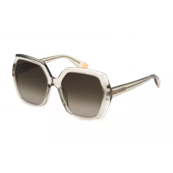 FURLA SFU620V5603GE Sieviešu Saulesbrilles - Spīdīgs Melns Acetāta Rāmis ar Pelēkām Gradienta Lēcām