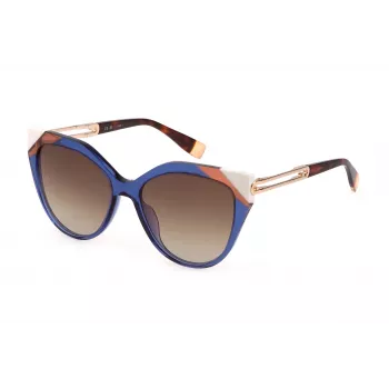FURLA SFU683-5506NA Sieviešu Butterfly/Cat-Eye Saulesbrilles Havana Bruņurupuča Acetāta Rāmis Brūnas Gradienta Lēcas 55mm