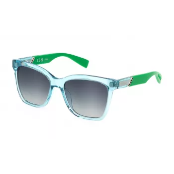 FURLA SFU688-54C71B Sieviešu kaķacs formas saulesbrilles – Havana acetāta rāmis, brūnas gradienta lēcas – 54/17/140 mm