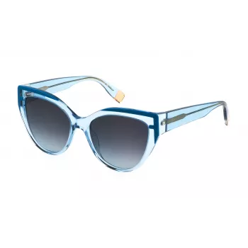 FURLA SFU694-5506N1 Sieviešu kaķacs formas saulesbrilles - Acetāta rāmis, polikarbonāta lēcas, UV400 aizsardzība - 55/18/140 mm