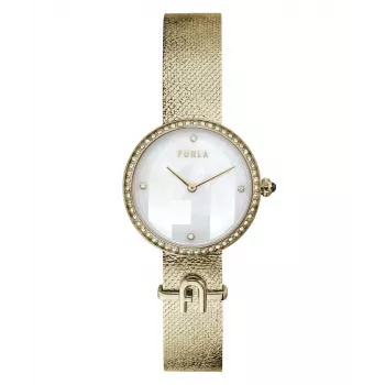 FURLA sieviešu Arco Chain pulkstenis WW00022001L2 32mm nerūsējošais tērauds sudraba saules stars ciparnīca