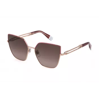 FURLA Sieviešu Kaķacsveida Saulesbrilles SFU690-580SHP Havana Brūns Acetāta Rāmis Brūns Gradienta Lēcas 58/17/135 mm