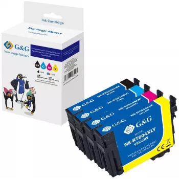 G&G Multipack tintes kasetnes saderīgas ar Epson 604XL (4 x XL, melna/fuksīna/dzeltena, 20547)