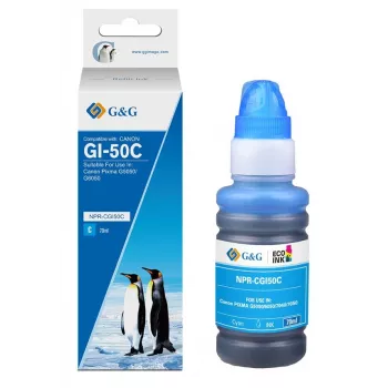 G&G Ninestar saderīga zilas tintes uzpildes pudele Canon GI-50 (70 ml, 7000 lappuses) - 19383