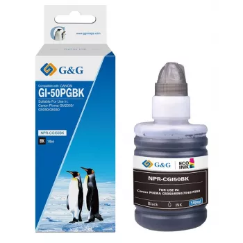 G&G uzpildes tintes pudele Canon GI-50 PGBK melna pigmenta tinte 140ml (19382)