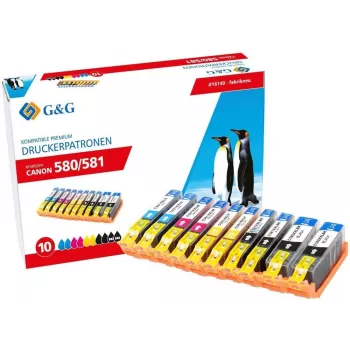G&G XXL Ink Cartridge Set 10-Pack for Canon PGI-580/CLI-581