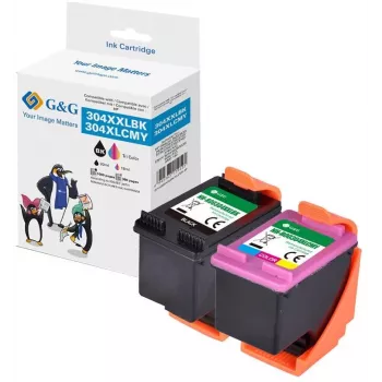 G&G XXL tintes kasetnes 2 gab. komplekts HP 304XL Black + Tri-Color (18684)