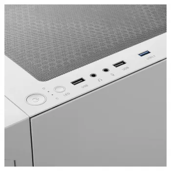 GAMDIAS Talos E3 MESH spēļu vidējā torņa korpuss, balts, rūdīts stikls, 4x120mm ARGB ventilatori, ATX/Micro-ATX/Mini-ITX, sieta priekšpanelis