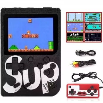 GameBox R2 8-bit Portable Retro Game Console ar 400 spēlēm, 3 collu LCD, 1 kontrolieris, TV RCA kabelis, Melns