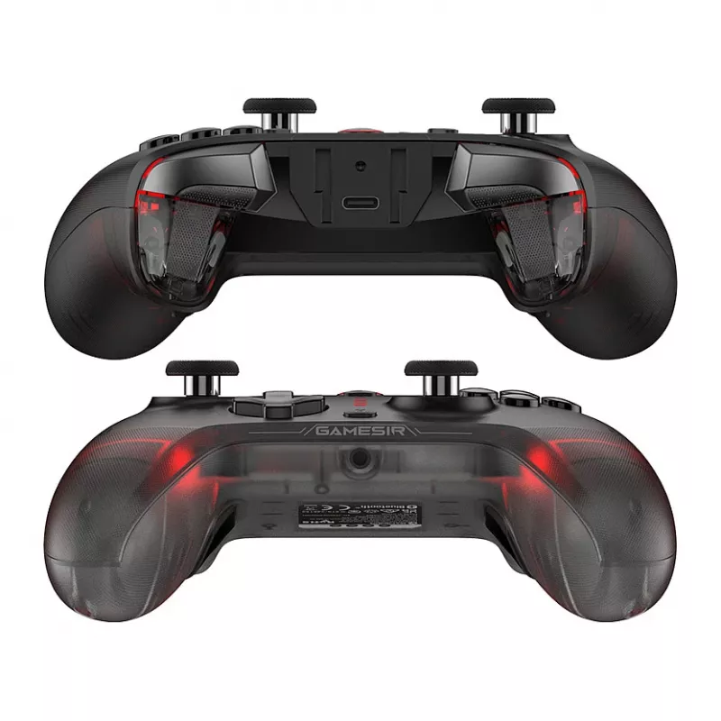 GameSir Cyclone 2 Tri-Mode bezvadu spēļu kontrolieris ar Hall Effect svirām un trigeriem, RGB apgaismojumu, programmējamām pogām, 6 asu žiroskopu, 20h bateriju - Melns