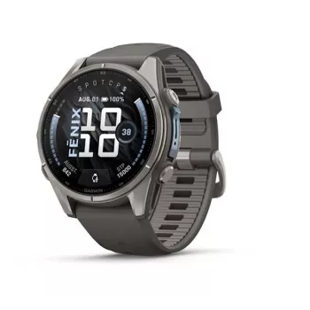 Garmin Fenix 9 – 43mm, titāna korpuss ar Pebble Grey silikona siksniņu
