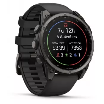 Garmin fenix 9 – 47 mm, Carbon Grey DLC titāna ar melnu silikona siksnu