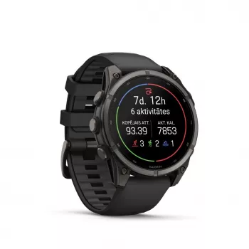 Garmin fenix 9 – 47 mm, Carbon Grey DLC titāna ar melnu silikona siksnu