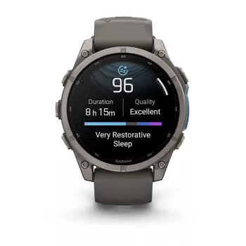 Garmin Fenix 9 – 47mm titāna viedpulkstenis ar Pebble Grey silikona siksniņu