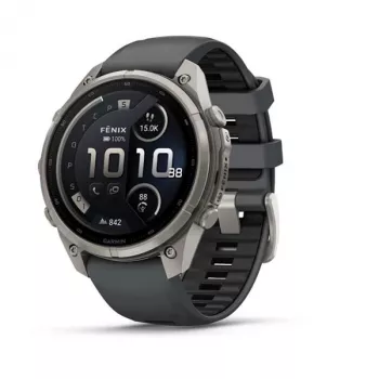 Garmin fenix 9 Pro – inReach, 47mm titāna viedpulkstenis ar grafīta/melnu silikona siksniņu